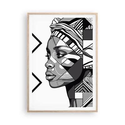 Poster in light oak frame - Ethnic Portrait - 70x100 cm