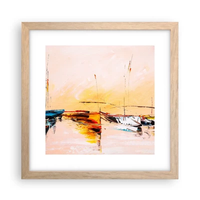 Poster in light oak frame - Evening at the Harbour - 30x30 cm