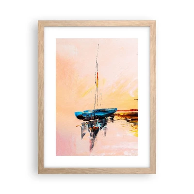 Poster in light oak frame - Evening at the Harbour - 30x40 cm