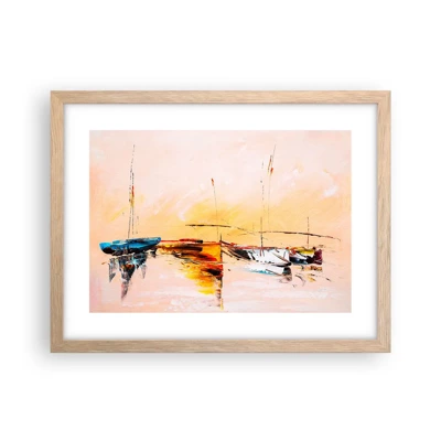 Poster in light oak frame - Evening at the Harbour - 40x30 cm