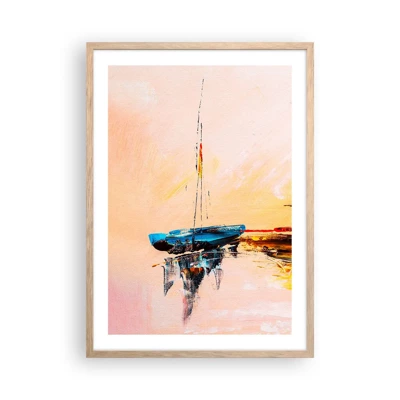 Poster in light oak frame - Evening at the Harbour - 50x70 cm