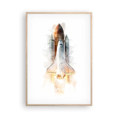 Poster in light oak frame - Explorers Get Ready - 70x100 cm