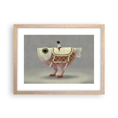 Poster in light oak frame - Fish Jockey - 40x30 cm