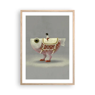 Poster in light oak frame - Fish Jockey - 50x70 cm