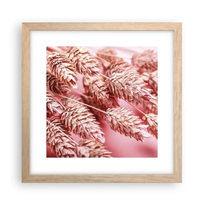 Poster in light oak frame - Flowery Cascade in Pink - 30x30 cm