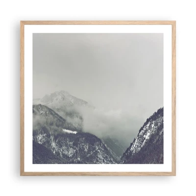 Poster in light oak frame - Foggy valley - 60x60 cm