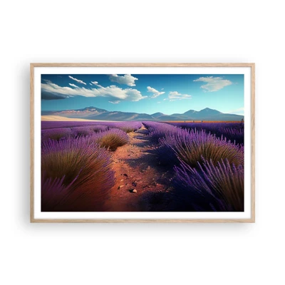 Poster in light oak frame - Fragrant Fields - 100x70 cm