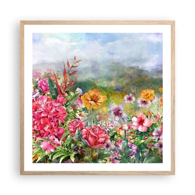 Poster in light oak frame - Garden which Went Crazy - 60x60 cm