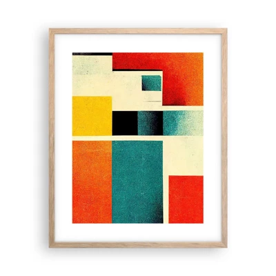 Poster in light oak frame - Geometric Abstract - Good Energy - 40x50 cm