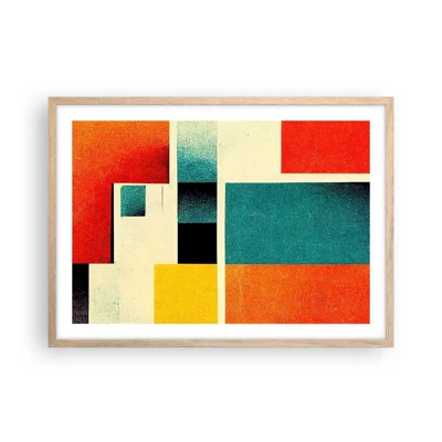 Poster in light oak frame - Geometric Abstract - Good Energy - 70x50 cm