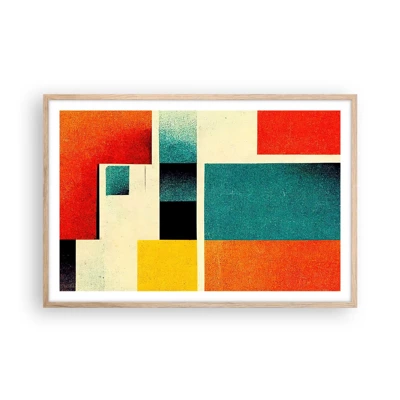 Poster in light oak frame - Geometric Abstract - Good Energy - 91x61 cm