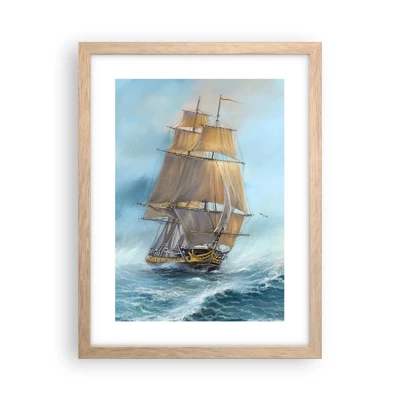 Poster in light oak frame - Gliding on the Waves - 30x40 cm