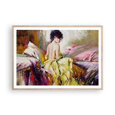 Poster in light oak frame - Graceful in Yellow - 100x70 cm