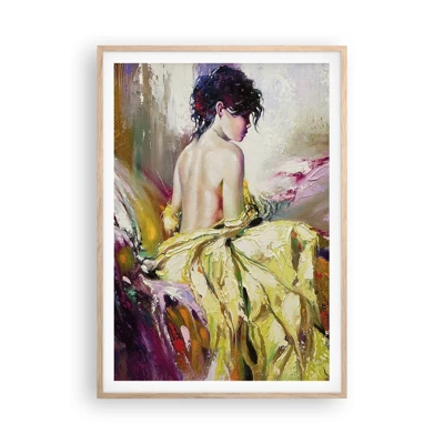 Poster in light oak frame - Graceful in Yellow - 70x100 cm