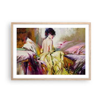 Poster in light oak frame - Graceful in Yellow - 70x50 cm