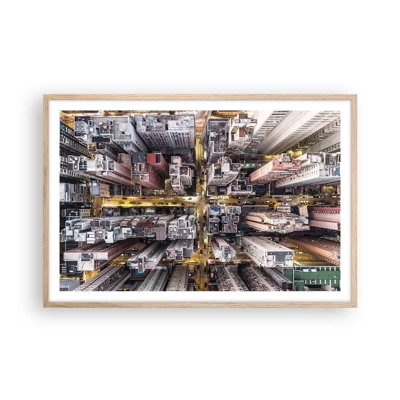 Poster in light oak frame - Greetings from Hong Kong - 91x61 cm