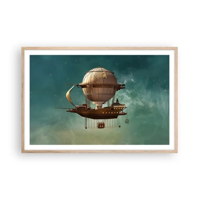 Poster in light oak frame - Greetings from Jules Verne - 91x61 cm