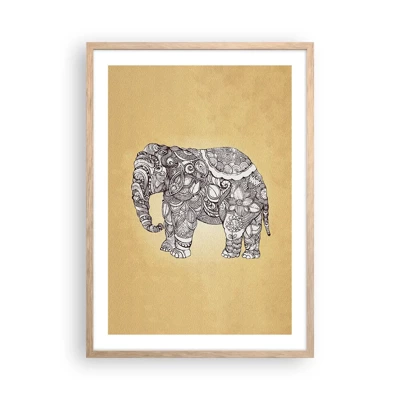 Poster in light oak frame - Hidden Elephant - 50x70 cm