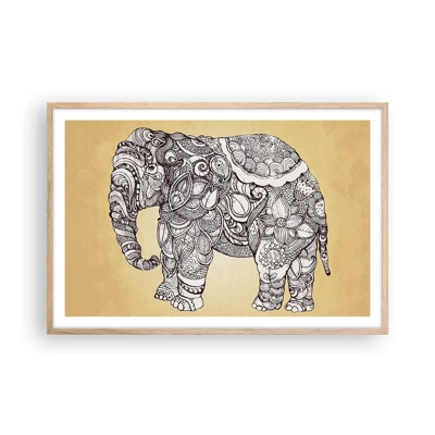 Poster in light oak frame - Hidden Elephant - 91x61 cm