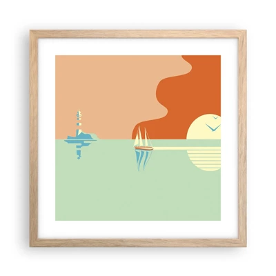 Poster in light oak frame - Ideal Sea Landscape - 40x40 cm