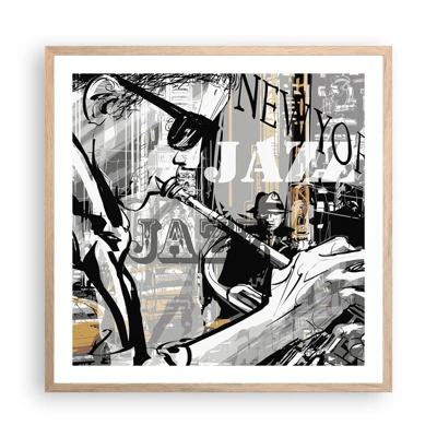 Poster in light oak frame - In the Rhythm of New York - 60x60 cm