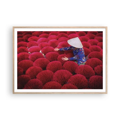 Poster in light oak frame - In the Rice Field  - 100x70 cm