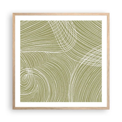 Poster in light oak frame - Intricate Abstract in White - 60x60 cm