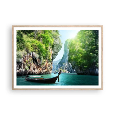 Poster in light oak frame - Invitation for an Exotic Trip - 100x70 cm