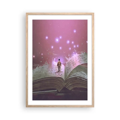 Poster in light oak frame - Invitation to Another World -Read It! - 50x70 cm