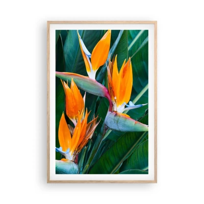 Poster in light oak frame - Is It a Flower or a Bird? - 61x91 cm