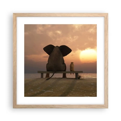 Poster in light oak frame - It Feels Good to Be Quiet Together - 40x40 cm