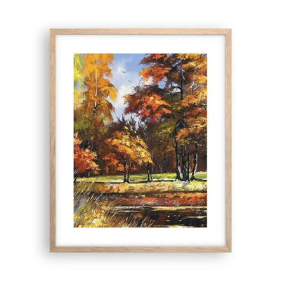 Poster in light oak frame - Landscape in Gold and Brown - 40x50 cm