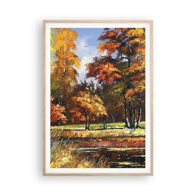 Poster in light oak frame - Landscape in Gold and Brown - 70x100 cm