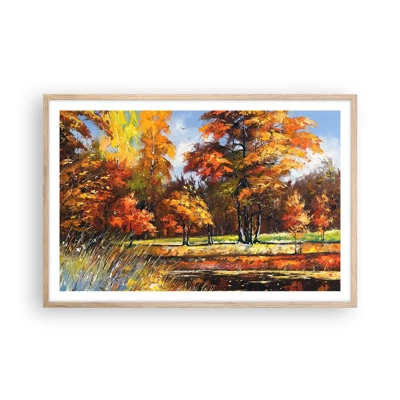 Poster in light oak frame - Landscape in Gold and Brown - 91x61 cm
