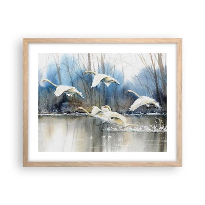 Poster in light oak frame - Like in a Fairy Tale about Wild Swans - 50x40 cm