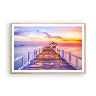 Poster in light oak frame - Lilac and Gold Silence of an Evening - 91x61 cm