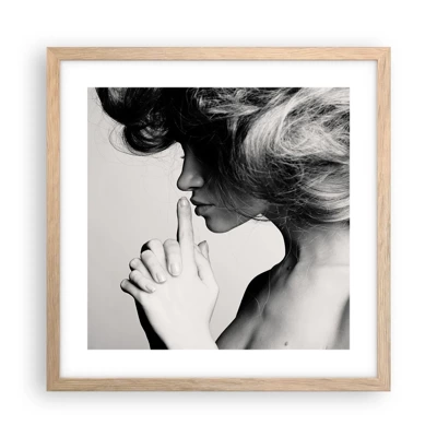 Poster in light oak frame - Listening to Herself - 40x40 cm