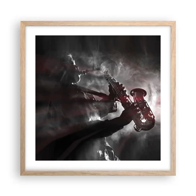 Poster in light oak frame - Lost in the Fog of Jazz - 50x50 cm