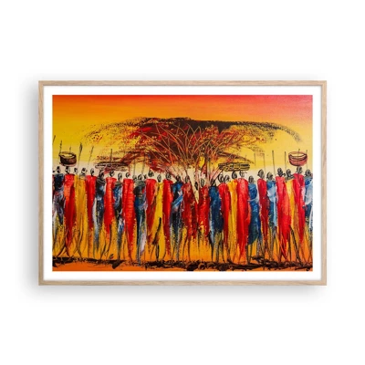 Poster in light oak frame - Marching in the Rhythm of Tam-tam - 100x70 cm