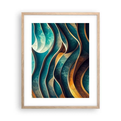 Poster in light oak frame - Meanderings of Blue - 40x50 cm