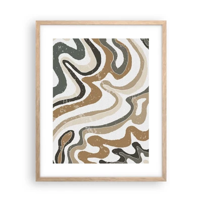 Poster in light oak frame - Meanders of Earth Colours - 40x50 cm