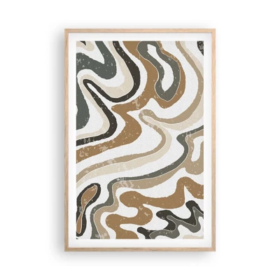 Poster in light oak frame - Meanders of Earth Colours - 61x91 cm