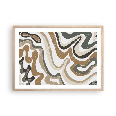 Poster in light oak frame - Meanders of Earth Colours - 70x50 cm