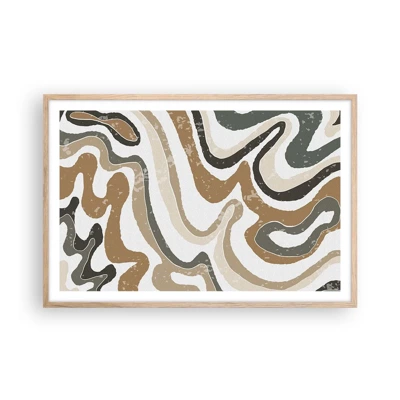 Poster in light oak frame - Meanders of Earth Colours - 91x61 cm