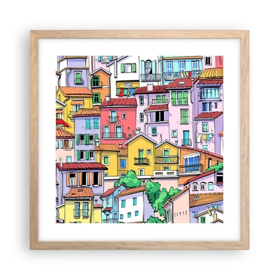 Poster in light oak frame - Merry City - 40x40 cm