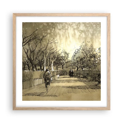 Poster in light oak frame - Moment Stopped with a Feather - 50x50 cm