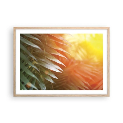 Poster in light oak frame - Morning in the Jungle - 70x50 cm