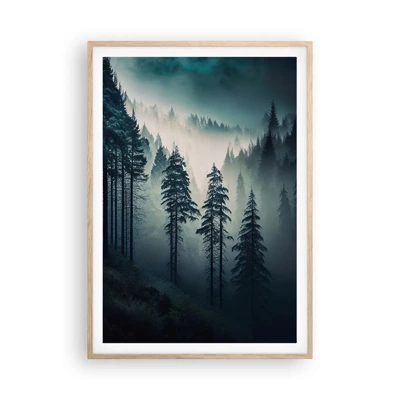 Poster in light oak frame - Morning in the Mountains - 70x100 cm