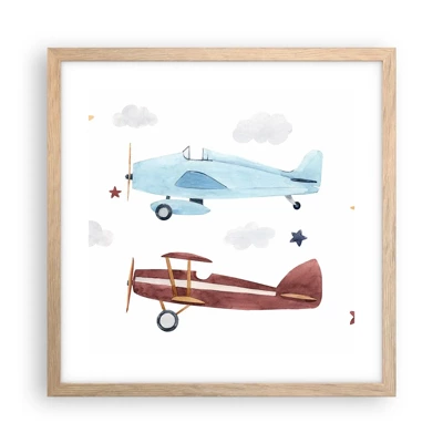 Poster in light oak frame - Mr Pilot We Are Waiting! - 40x40 cm