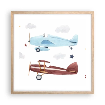 Poster in light oak frame - Mr Pilot We Are Waiting! - 50x50 cm